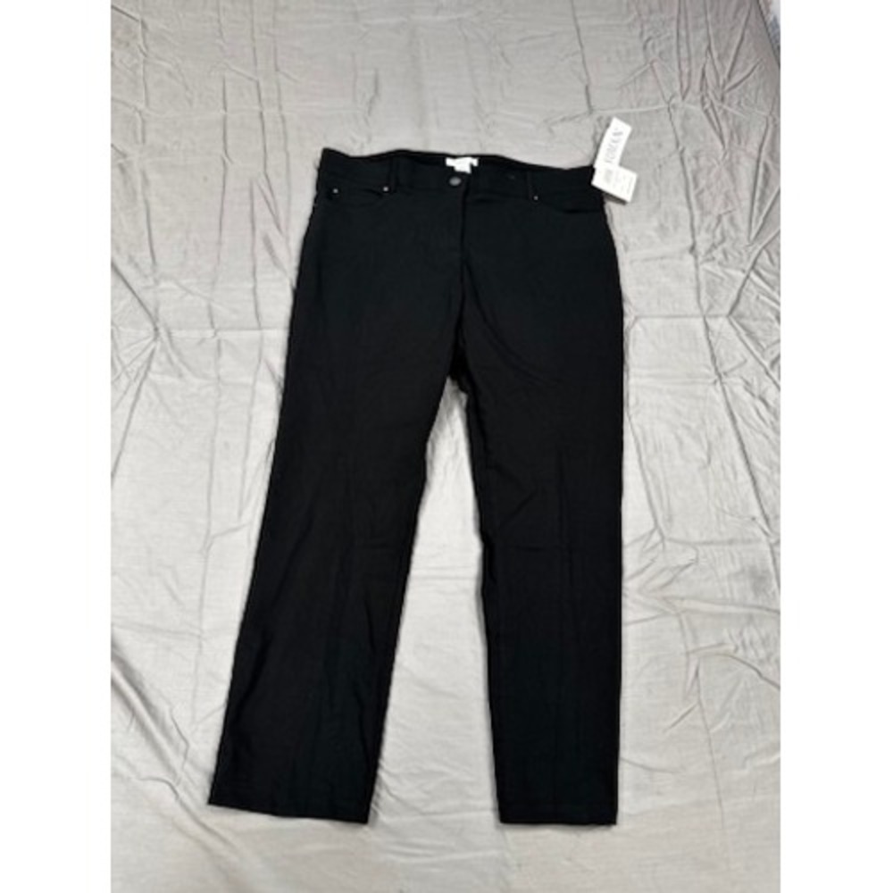 89th + Madison Womens Black Stretch Pull On Straight Leg Pants Size 18 NWT